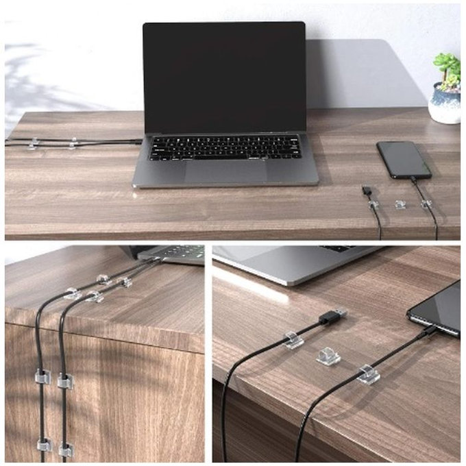 Οργανωτής Καλωδίων - Κλιπ - Σετ των 5, Μαύρο | Black | FixPremium