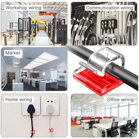 Οργανωτής Καλωδίων - Κλιπ - Σετ των 5, Μαύρο | Black | FixPremium