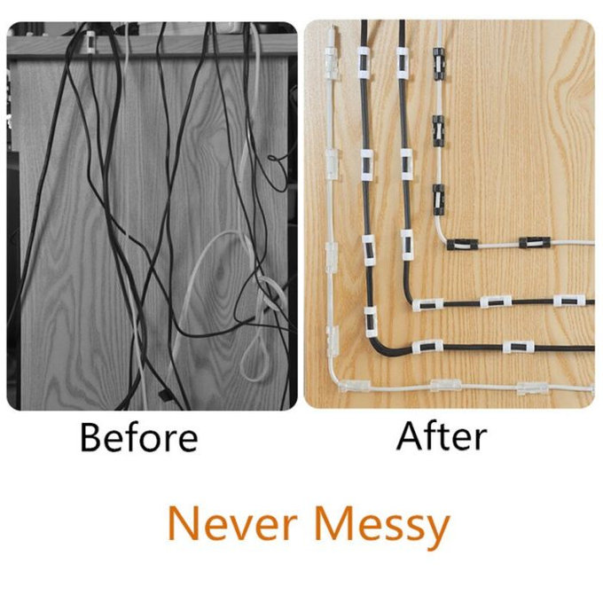 Κλιπ Οργάνωσης Καλωδίων | Σετ 10τμχ | Μαύρο | Black | FixPremium