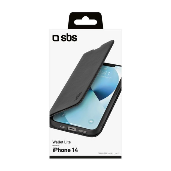 Θήκη Βιβλίο Πορτοφόλι Lite για iPhone 14, Μαύρο, Black, SBS