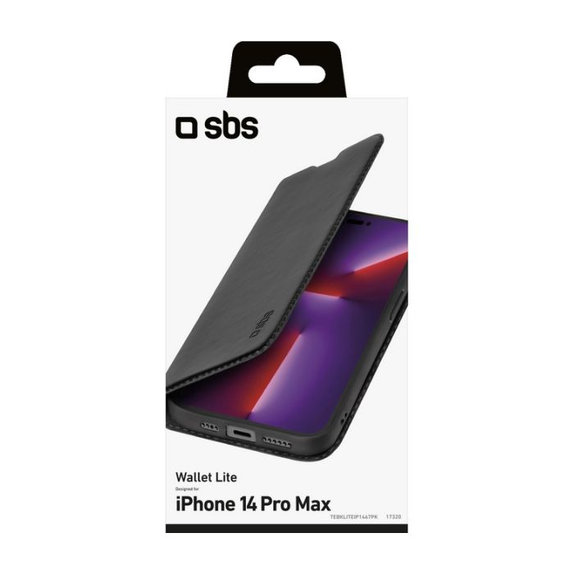 Θήκη Βιβλίο Πορτοφόλι Lite για iPhone 14 Pro Max, Μαύρο, Black, SBS