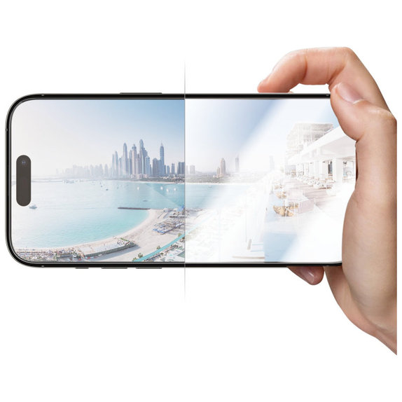 Προστατευτικό γυαλί UWF Anti-Reflective AB με εφαρμογέα για iPhone 14 Pro, Μαύρο, PanzerGlass