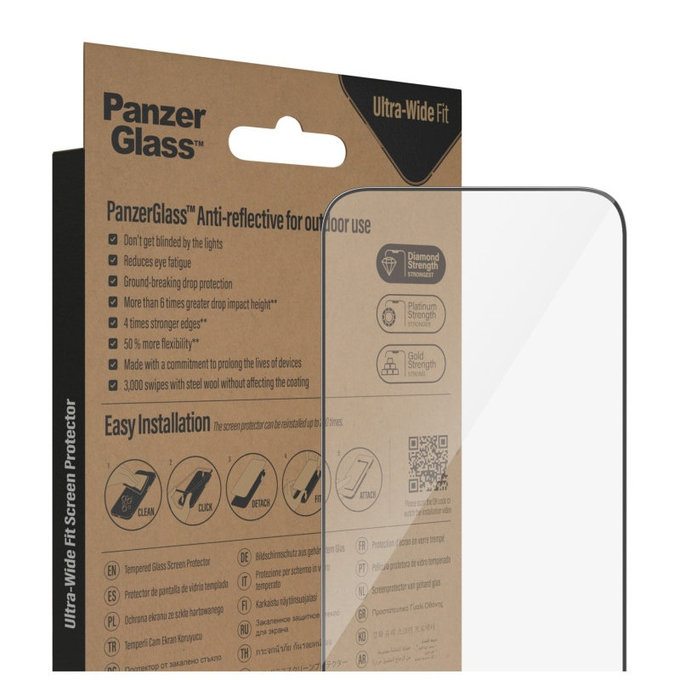 Προστατευτικό γυαλί UWF Anti-Reflective AB με εφαρμογέα για iPhone 14 Pro Max, Μαύρο, PanzerGlass