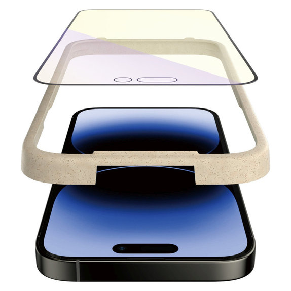 Προστατευτικό γυαλί UWF Anti-Bluelight AB με εφαρμογέα για iPhone 14 Pro, Μαύρο, PanzerGlass