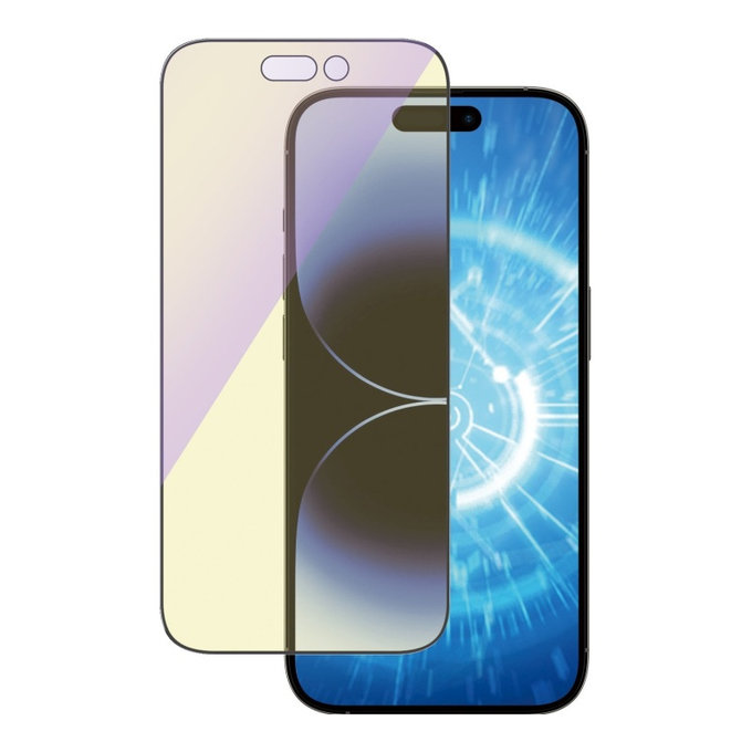 Προστατευτικό γυαλί UWF Anti-Bluelight AB με εφαρμογέα για iPhone 14 Pro, Μαύρο, PanzerGlass