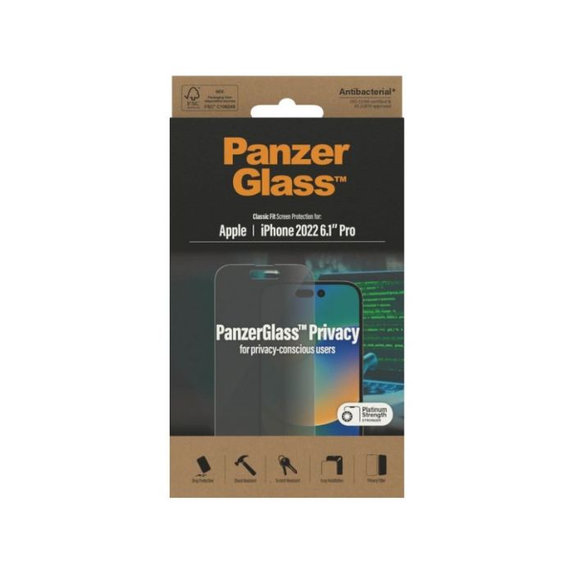 Προστατευτικό Γυαλί για iPhone 14 Pro, Privacy AB, PanzerGlass