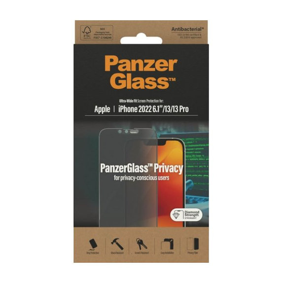 Προστατευτικό Γυαλί για iPhone 13, 13 Pro, 14, UWF Privacy AB, PanzerGlass