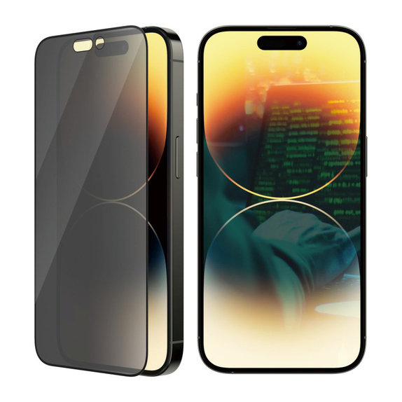 Προστατευτικό γυαλί UWF Privacy AB με εφαρμογέα για iPhone 14 Pro, Μαύρο, PanzerGlass