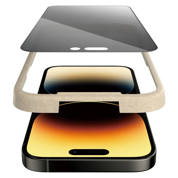 Προστατευτικό γυαλί UWF Privacy AB με εφαρμογέα για iPhone 14 Pro, Μαύρο, PanzerGlass