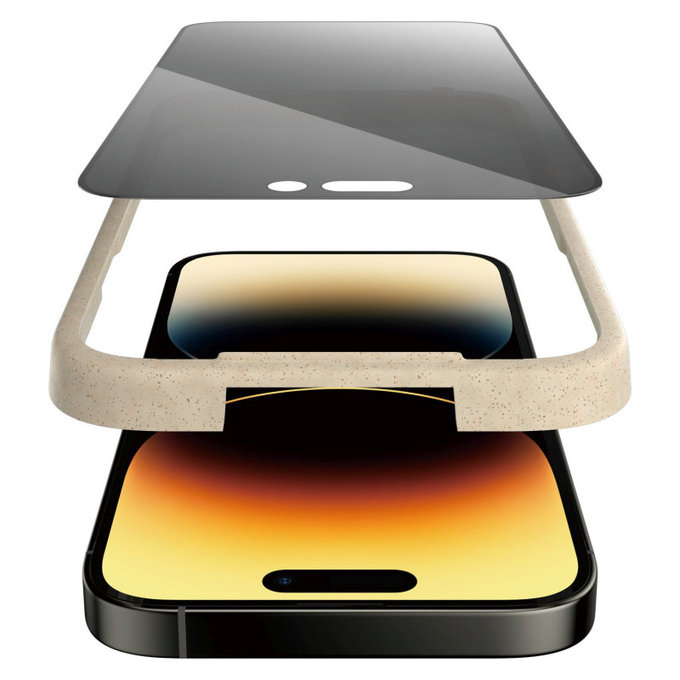 Προστατευτικό γυαλί UWF Privacy AB με εφαρμογέα για iPhone 14 Pro, Μαύρο, PanzerGlass