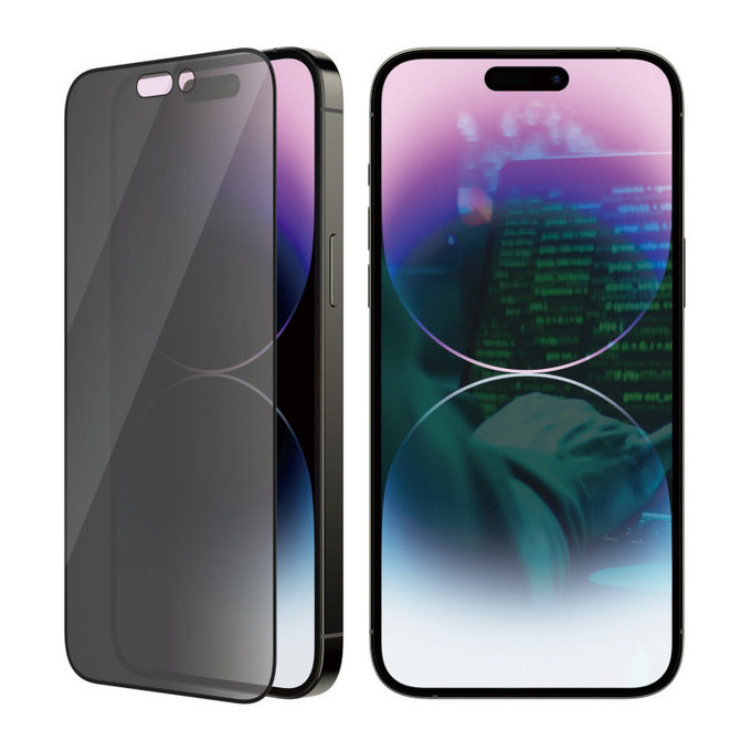Προστατευτικό γυαλί UWF Privacy AB με εφαρμογέα για iPhone 14 Pro Max, Μαύρο, PanzerGlass