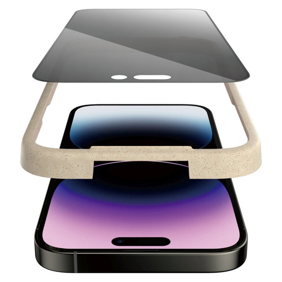 Προστατευτικό γυαλί UWF Privacy AB με εφαρμογέα για iPhone 14 Pro Max, Μαύρο, PanzerGlass