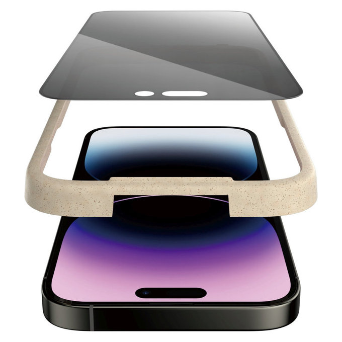 Προστατευτικό γυαλί UWF Privacy AB με εφαρμογέα για iPhone 14 Pro Max, Μαύρο, PanzerGlass