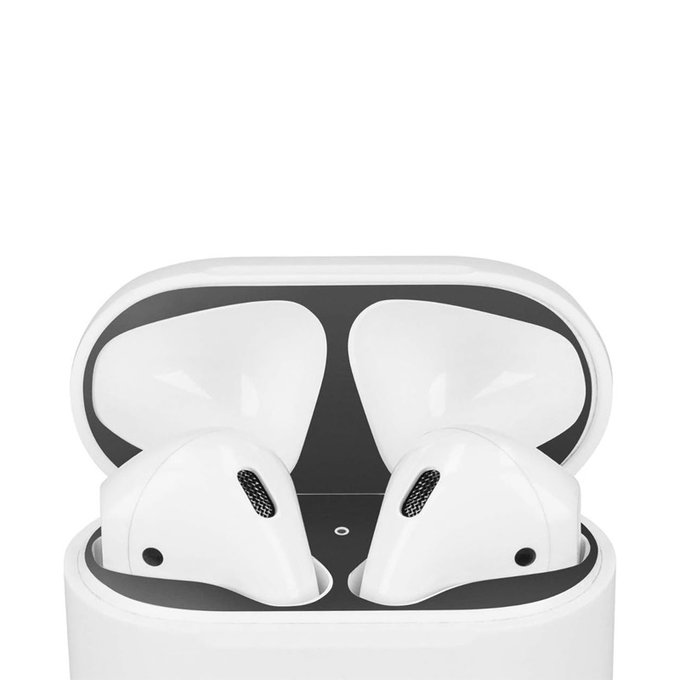 Αντι-σκόνη Αυτοκόλλητο για AirPods 1 & 2 | Μαύρο | Black | FixPremium