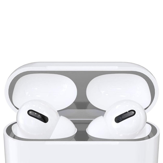 Αντι-σκόνη Αυτοκόλλητο για AirPods Pro | Ασημί | Silver | FixPremium