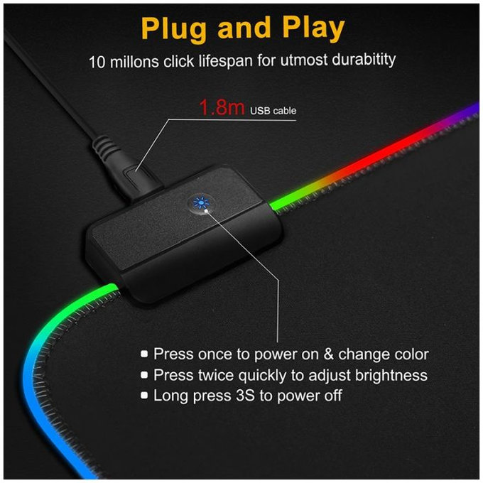 Pad Ποντικιού & Πληκτρολογίου με RGB 90x40cm | Μαύρο | Black | FixPremium