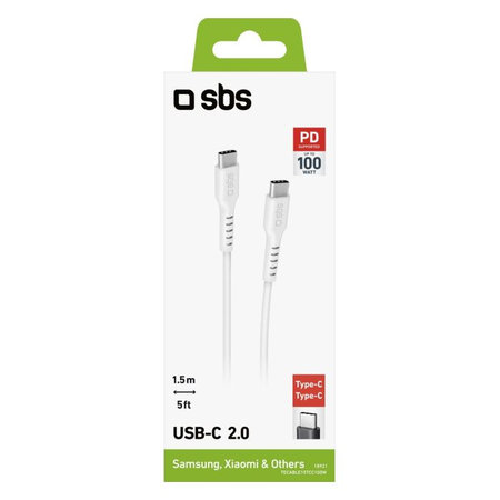 Καλώδιο USB-C / USB-C με PowerDelivery 100W (1.5m) | Λευκό | White | SBS