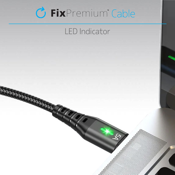 Καλώδιο USB-C / USB με LED Ένδειξη (1m) | Μαύρο | Black | FixPremium