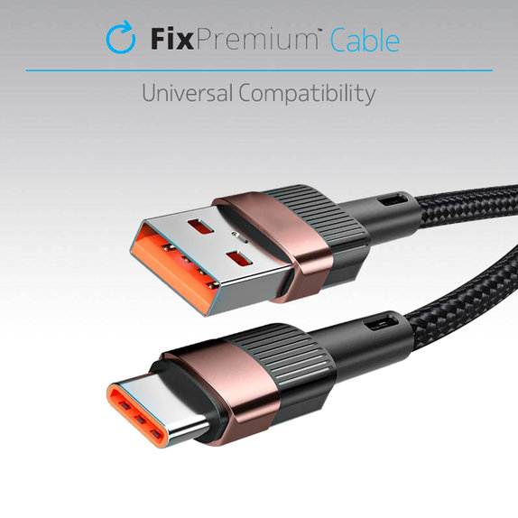 Καλώδιο USB-C / USB με Ταχεία Φόρτιση (1m) | Μαύρο | Black | FixPremium