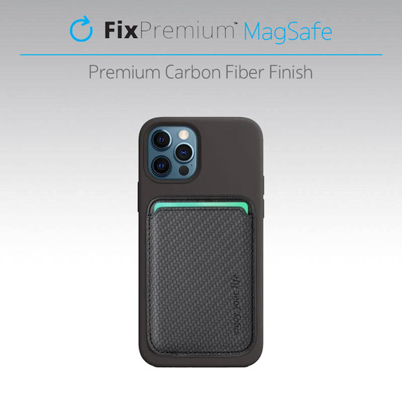 Θήκη MagSafe Carbon Wallet, Μαύρο, Black, FixPremium