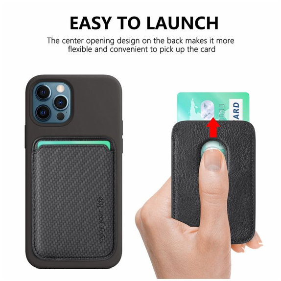 Θήκη MagSafe Carbon Wallet, Μαύρο, Black, FixPremium