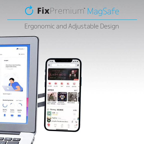 Αναδιπλούμενη Βάση με MagSafe, Μαύρο | Black | FixPremium