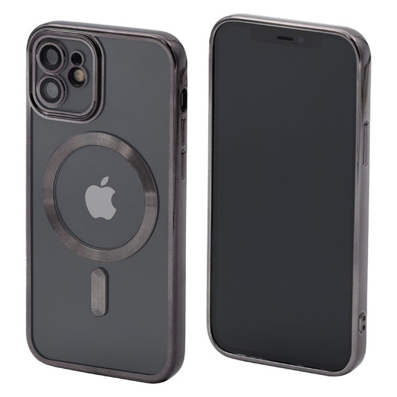 Θήκη Crystal s MagSafe για iPhone 12, Μαύρο, Black, FixPremium