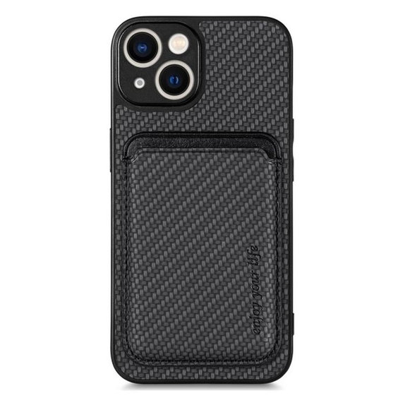 Θήκη Carbon s MagSafe Wallet για iPhone 13 mini, Μαύρο, Black, FixPremium