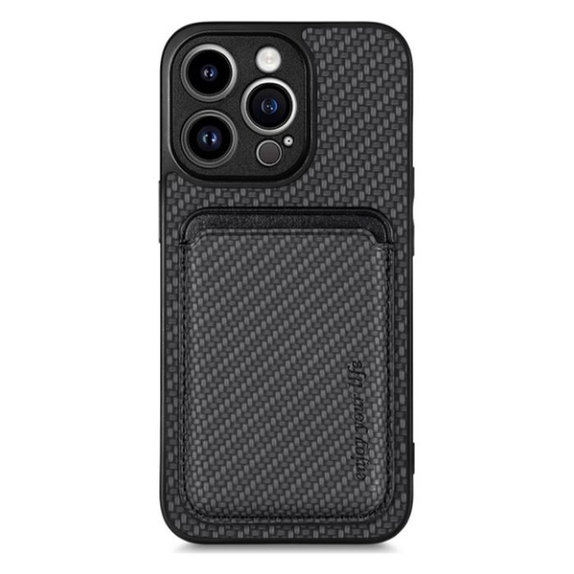 Θήκη Carbon s MagSafe Wallet για iPhone 13 Pro Max, Μαύρο, Black, FixPremium