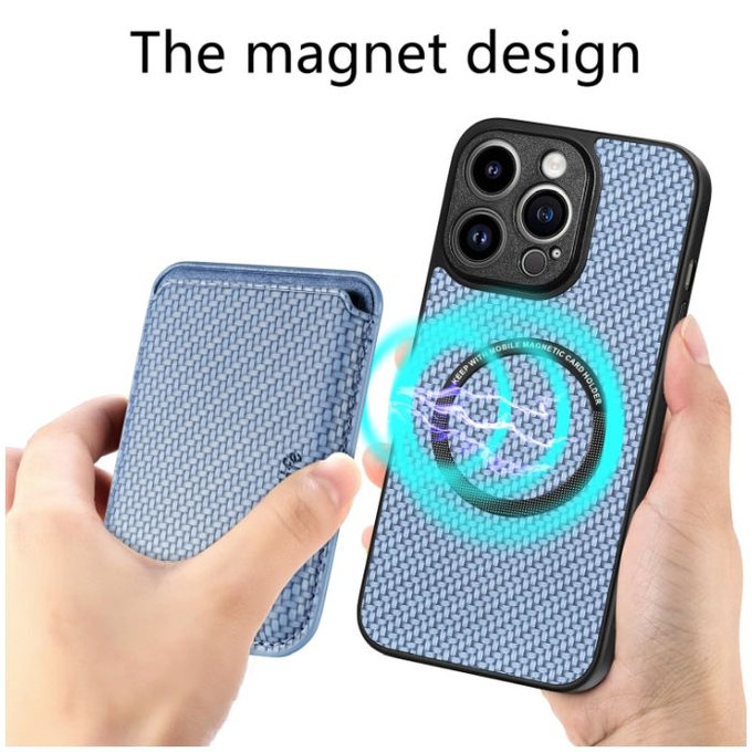 Θήκη Carbon s MagSafe Wallet για iPhone 14 Pro Max | Μπλε | Blue | FixPremium