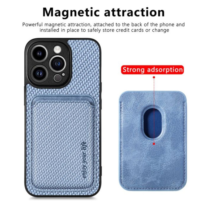 Θήκη Carbon s MagSafe Wallet για iPhone 14 Pro Max | Μπλε | Blue | FixPremium