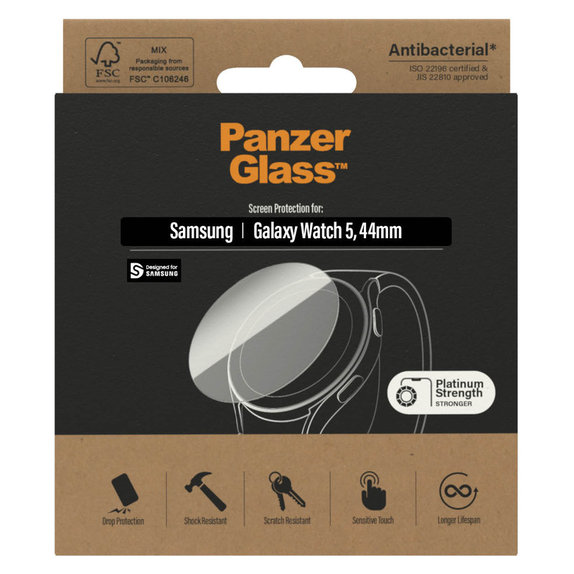 Σκληρυμένο γυαλί Flat Glass AB για Samsung Galaxy Watch 5 44 mm, Διάφανο, PanzerGlass