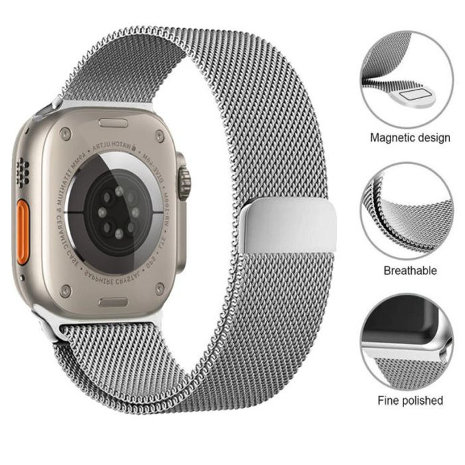 Λουράκι Milanese Loop για Apple Watch | 42mm | 44mm | 45mm | 49mm | Μαύρο | Black | FixPremium