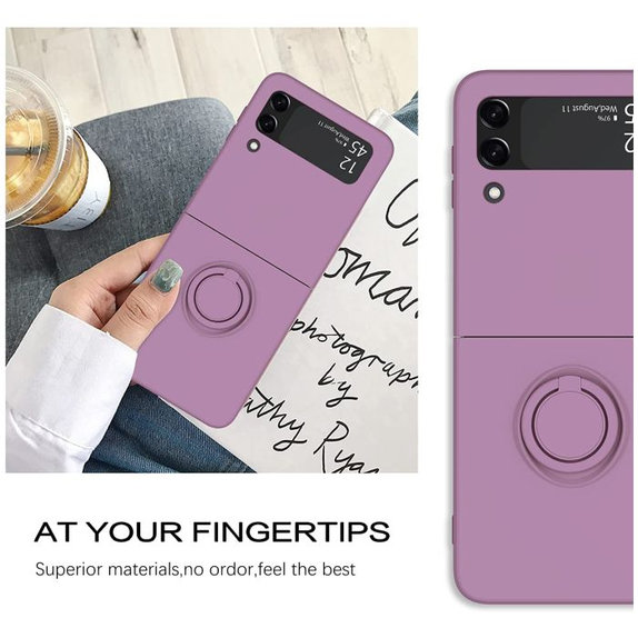 Θήκη δαχτυλιδιού για Samsung Z Flip 4, Μωβ, Purple, FixPremium