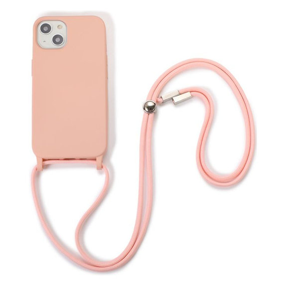 Θήκη σιλικόνης με Σχοινί για iPhone 13 & 14, Ροζ, Pink, FixPremium