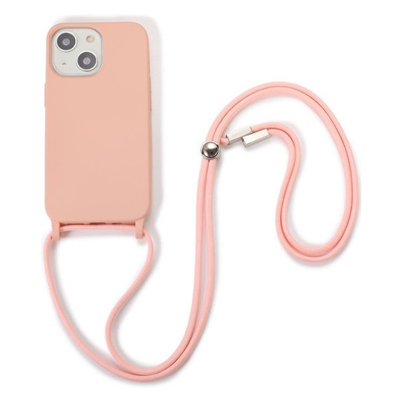 Θήκη σιλικόνης με Σχοινί για iPhone 14 Plus, Ροζ, Pink, FixPremium