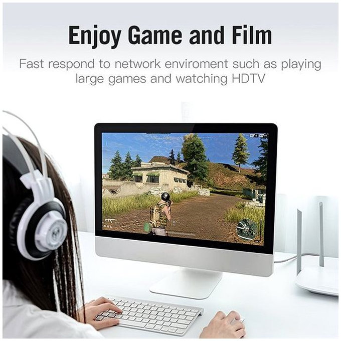 Καλώδιο Ethernet RJ45 / RJ45 (1m), Γκρι | Grey | Vention