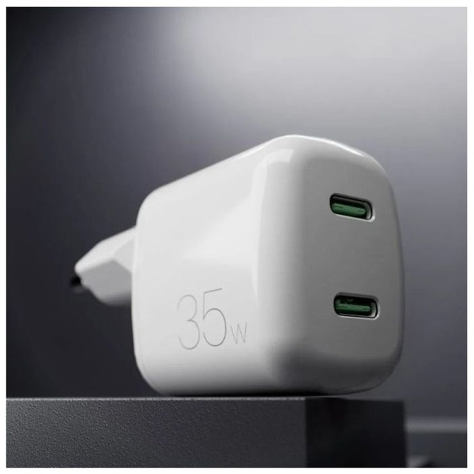Αντάπτορας Φόρτισης MiniPro 2x USB-C GaN 35W | Λευκό | White | PURO