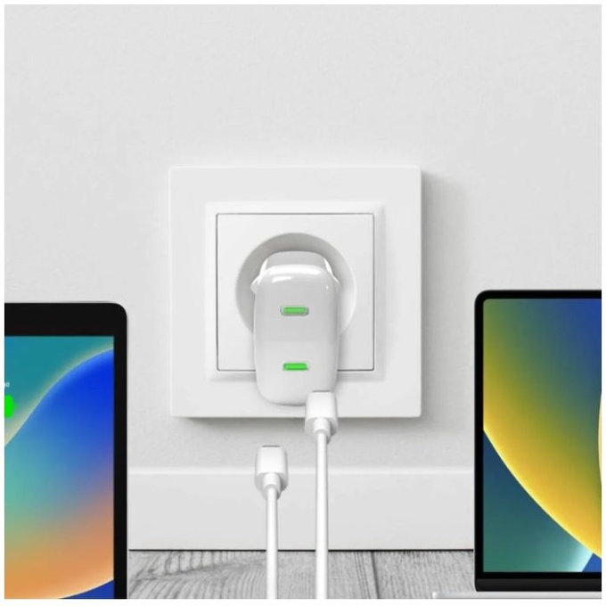 Αντάπτορας Φόρτισης MiniPro 2x USB-C GaN 35W | Λευκό | White | PURO