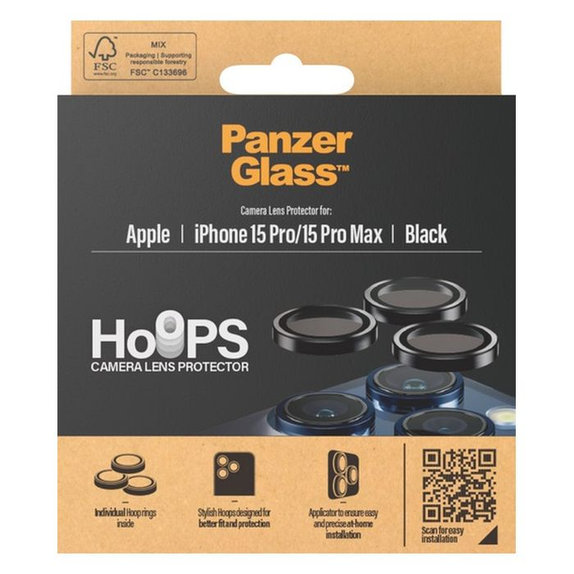 Προστατευτικό Φακού Κάμερας Hoops για iPhone 15 Pro, 15 Pro Max, Transparent, PanzerGlass
