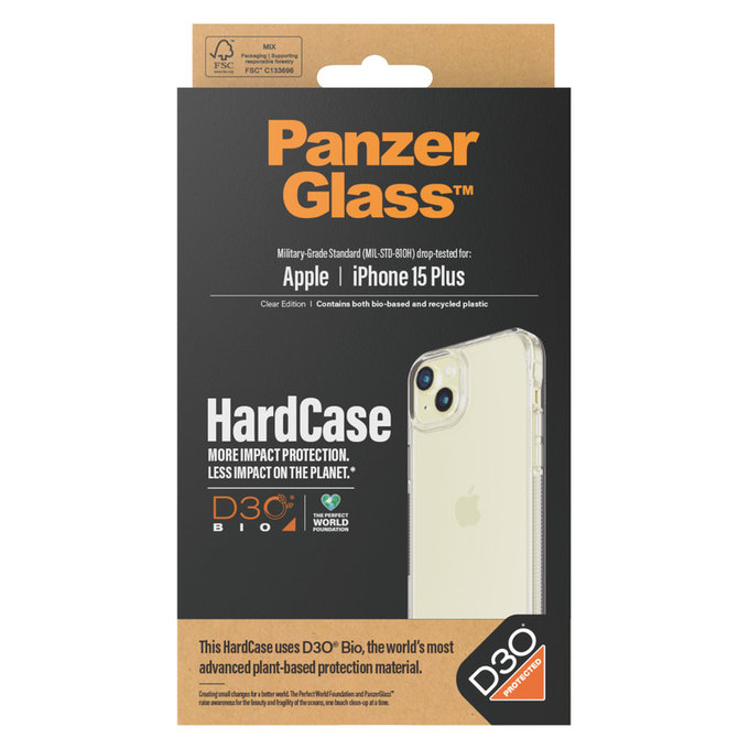 Θήκη HardCase D3O για iPhone 15 Plus, Διάφανο, PanzerGlass