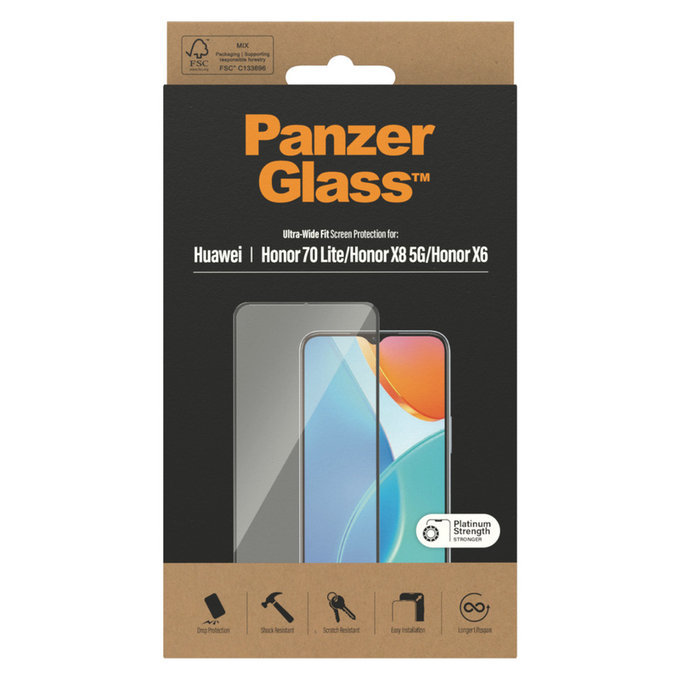 Σκληρυμένο γυαλί UWF για Honor 70 Lite, Μαύρο, PanzerGlass