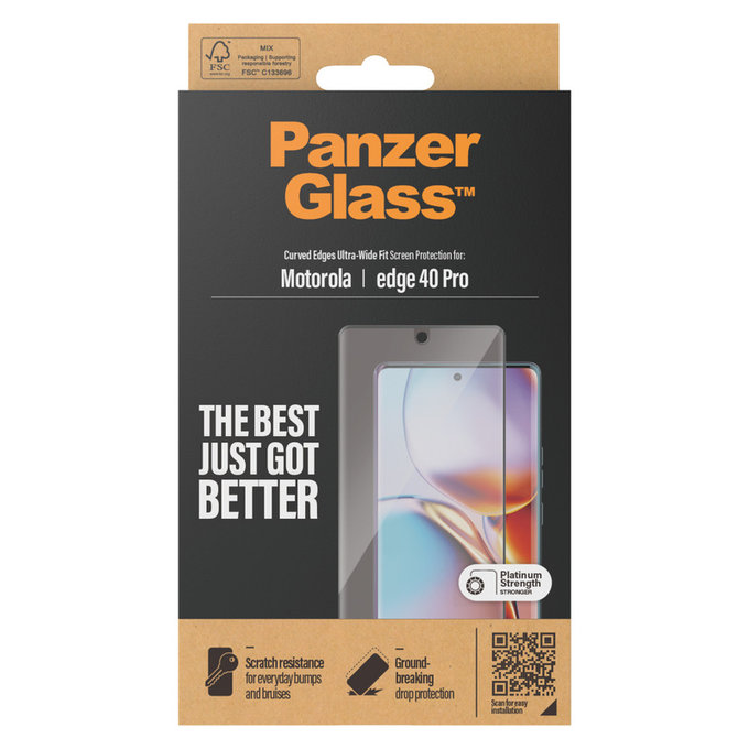 Σκληρυμένο γυαλί UWF για Motorola Edge 40 Pro, Μαύρο, PanzerGlass