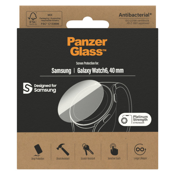 Σκληρυμένο γυαλί Flat Glass AB για Samsung Galaxy Watch6 40 mm, Διάφανο, PanzerGlass