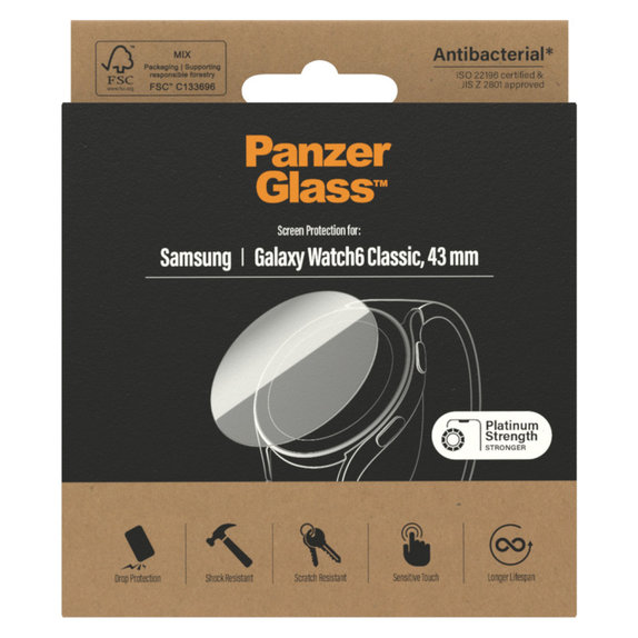 Σκληρυμένο γυαλί Flat Glass AB για Samsung Galaxy Watch6 43 mm, Διάφανο, PanzerGlass