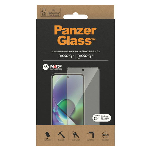 Σκληρυμένο γυαλί UWF για Motorola Moto G14/G54 5G, Μαύρο, PanzerGlass