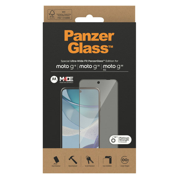 Σκληρυμένο γυαλί UWF για Motorola Moto G13/G23/G53 5G, Μαύρο, PanzerGlass