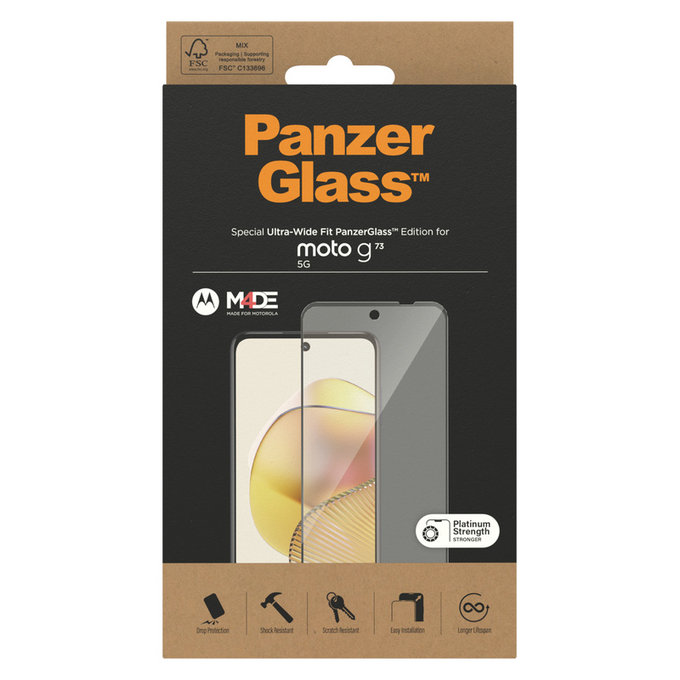 Σκληρυμένο γυαλί UWF για Motorola Moto G73 5G, Μαύρο, PanzerGlass