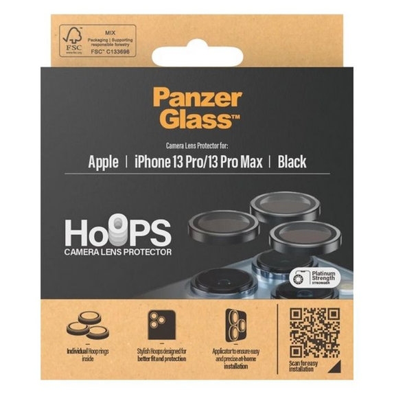 Προστατευτικό Φακού Κάμερας Hoops για iPhone 13 Pro, 13 Pro Max, Μαύρο, Black, PanzerGlass