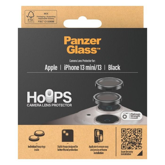 Προστατευτικό Φακού Κάμερας Hoops για iPhone 13, 13 mini, Μαύρο, Black, PanzerGlass